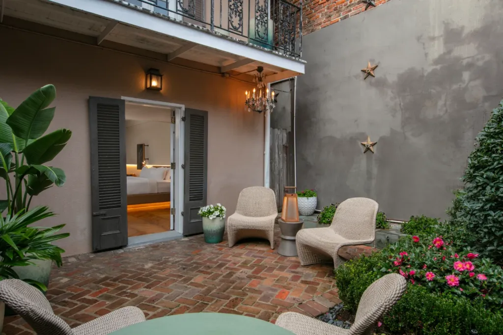 Charming Courtyard Leading to an Elegant Interior